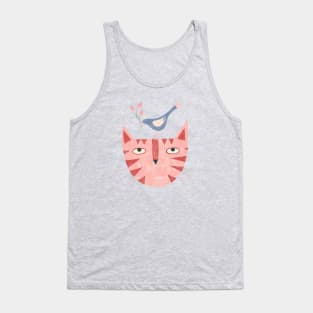 Cat Bird Flower Tank Top